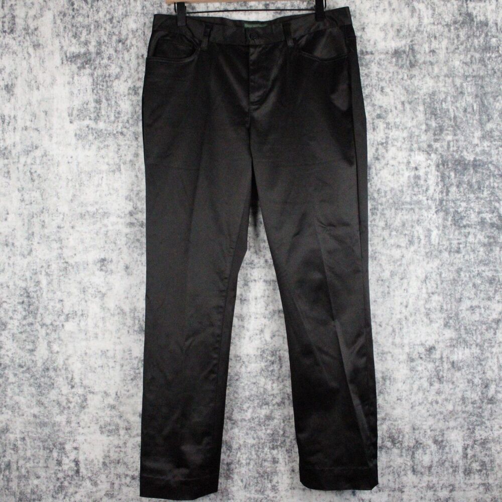 Lauren Jeans Co Ralph Lauren Womens Size 8 Satin Black Vintage Pants Modern Slim